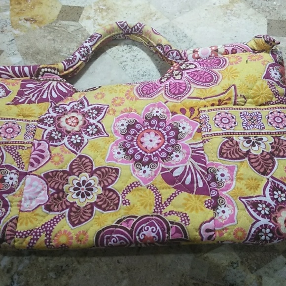 Vera Bradley Pink Yellow Floral Paisley Handbag - Picture 7 of 8